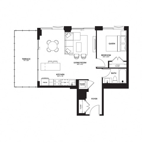 a floor plan of a house with a black and white floor